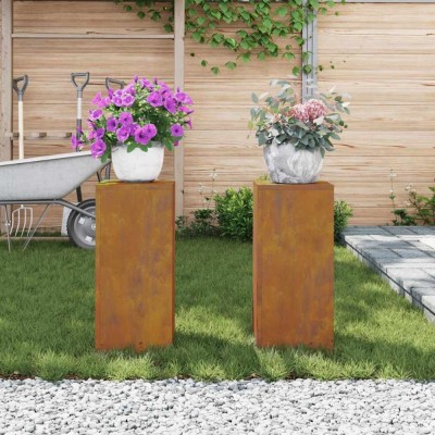 vidaXL Suporturi pentru plante 2 pcs Ruginit 24 x 24 x 55 cm foto