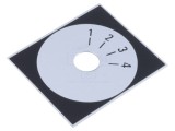 Scala Aluminiu Autoadeziva 48x42mm pentru Intrerupatoare Rotative SUPERTRONIC, Diametru Orificiu 10mm, Cifre Negre, Gama 1-4