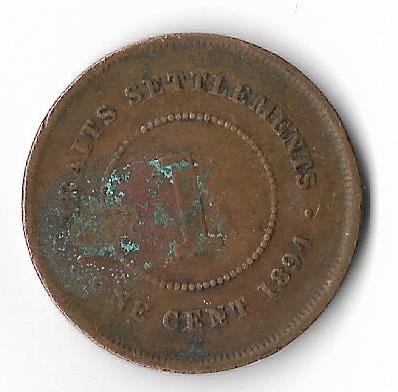Moneda 1 cent 1894 - Straits Settlements foto