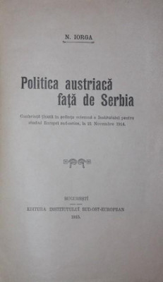 POLITICA AUSTRIACA FATA DE SERBIA foto