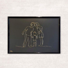 Iubirea parintilor nu se termina niciodata, tablou din fir continuu de sarma placata cu aur, 22&amp;times;31 cm foto