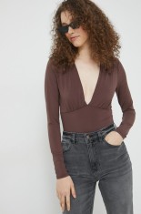 Abercrombie &amp; Fitch body femei, culoarea maro, neted