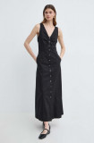 Cumpara ieftin Karl Lagerfeld rochie din bumbac culoarea negru, maxi, evazati