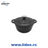 Oala din fonta cu capac Kinghoff KH-1476, 4L, 24 cm, Negru