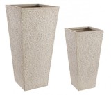 Set 2 ghivece flori fibra de sticla lut bej 32x65 cm, 42x88 cm