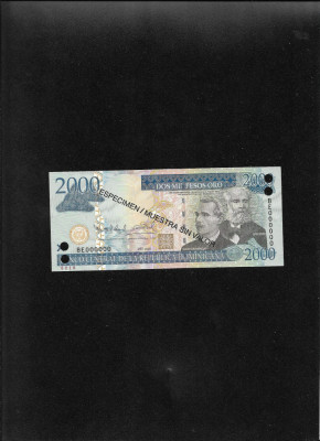 Rar! Republica Dominicana 2000 pesos dominicanos 2009 specimen foto