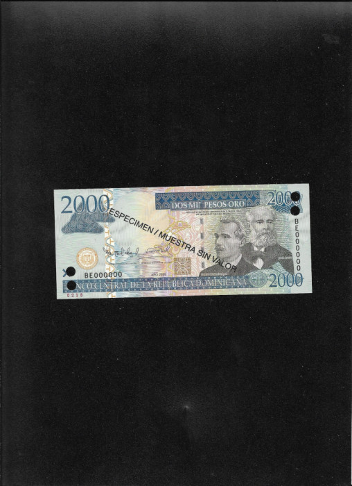 Rar! Republica Dominicana 2000 pesos dominicanos 2009 specimen