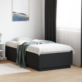 VidaXL Cadru de pat cu lumini LED, negru, 90x190 cm, lemn prelucrat