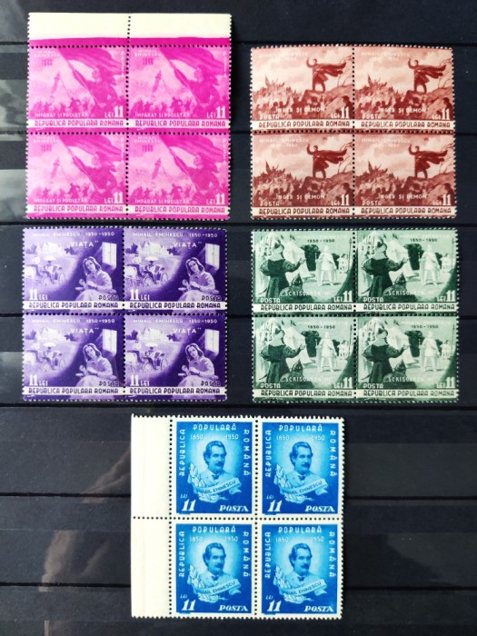 1950 - Centenarul nasterii lui Mihai Eminescu - Blocuri de 4 MNH** - LP 261