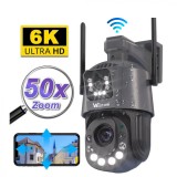Camera de supraveghere WIFI 6K, 50X, 2 lentile, Control din aplicatie, Detectie umana, Rezistenta la apa IP66 - 4G (Cartela SIM)