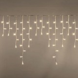 Instalație Lumini LED, Model Perdea, Lungime 10m, Culori Becuri Alb Cald, Culoare Cablu Transparent, Programe Inclus, Exterior-Interior, Oem