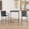 Set mobilier bar de gradina, 3 piese, gri, poliratan GartenMobel Dekor, vidaXL