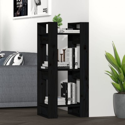Bibliotecă/Separator cameră, negru, 41x35x91 cm, lemn masiv pin foto