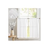 Perdele din plasă cu aspect de in, moderne, pentru bucătărie, albe, perdele de tip bistro, set de 2 bucăți, 65 l x 60 h cm, w