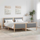 vidaXL Cadru de pat cu headboard Gri deschis 200 x 200 cm țesătură 3394243