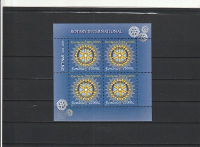 ROMANIA 2005 LP 1673 CENTENER ROTARY BLOC DE 4 MARCI MNH NESTAMPILAT foto