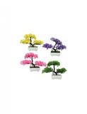 Set 4 Bonsai multicolori artificiali decorativi in ghivechi, 29 cm