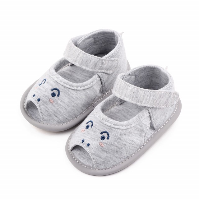 Sandalute gri pentru baietei - Animalut (Marime Disponibila: 3-6 luni (Marimea