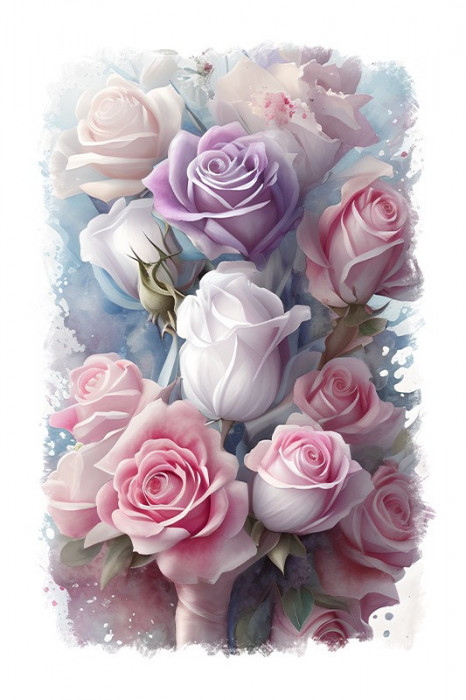 Sticker decorativ Trandafiri, Roz, 85 cm, 11203ST