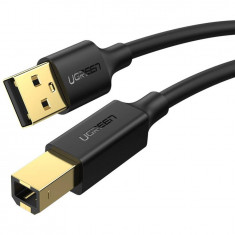 Cablu usb Ugreen pentru imprimanta US135 USB 2.0 (T) la USB 2.0 Type-B (T), 2m, conectori auriti, Negru