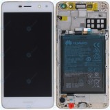 Huawei Y6 2017 (MYA-L11) Capac frontal modul display + LCD + digitizer + baterie alb 02351DME