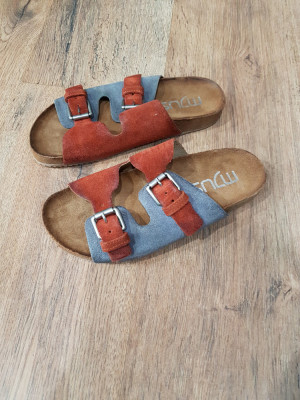 LICHIDARE STOC! Papuci-sandale dama noi gen Birkenstock piele intoarsa 37 foto