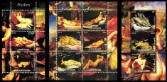 CAMERUN 2016 - Picturi, nuduri / 3 blocuri MNH foto