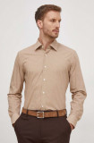 Cumpara ieftin BOSS cămașă bărbați, culoarea bej, cu guler clasic, slim 50478620