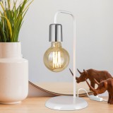 Tischleuchte Lancaster E27 Metall Wei&szlig; / Chrom [lux.pro] HausGarden Leisure