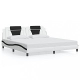 Cadru de pat Viana fara saltea alb si negru 200x200cm piele artificiala