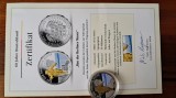 1961-constructia zidului Berlinului-Ag.+Au-14,6g-36mm-Certificat