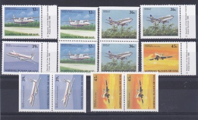 Marshall Islands 1989 Aviation, Planes, 3 sets, MNH M.338 foto