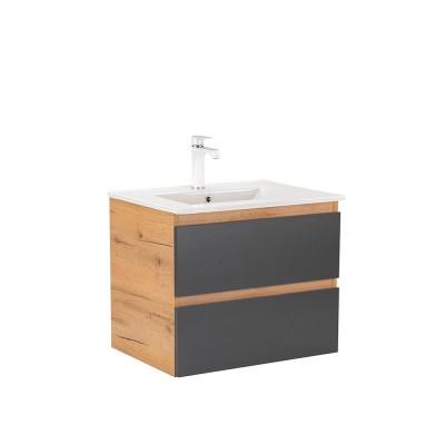 Dulap inferior Vario Forte 60 cu lavoar stejar-antracit foto