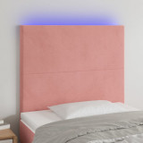 Tablie de pat cu LED, roz, 80x5x118/128 cm, catifea GartenMobel Dekor, vidaXL