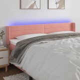 Tăblie de pat cu LED, roz, 203x16x78/88 cm, catifea