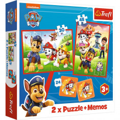 Set 2 puzzle-uri + joc memorie Trefl - Paw Patrol, Echipa in actiune, 30/48 piese