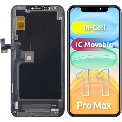 Display cu Touchscreen JK pentru Apple iPhone 11 Pro Max, cu Rama, Versiune LCD In-Cell IC Movable, Negru foto