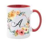 Cana maner rosu personalizata cu initiala A, INOVATIX&reg;. 330ml, Oem