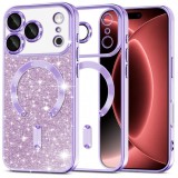 Cumpara ieftin Husa MagSafe pentru Apple iPhone 18 Pro Max / 17 Pro Max, Techsuit, Luxury Glitter, Mov Deschis