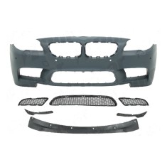 Set bara fata BMW Seria 5 (F10/F11), 2010-2013, cu gauri spalator si senzori parcare; grunduit, de vopsit; type M5; cu grile inferioare, cu spoiler;