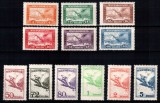 Ungaria 1927 1930, Mi #430-7 + 467-70**, Posta Aeriana, fauna pasari TURUL, MNH!