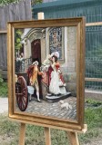 Cumpara ieftin Tablou clasic pictat manual inramat, Plecare in luna de miere, 70x60cm ulei pe panza, reproducere Jules Girardet