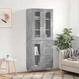 VidaXL Dulap &icirc;nalt, gri beton, 69,5x34x180, lemn compozit