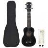 VidaXL Set ukulele soprano, cu husă, pentru copii, negru, 21&quot;