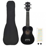 vidaXL Set ukulele soprano, cu husă, pentru copii, negru, 21&quot;