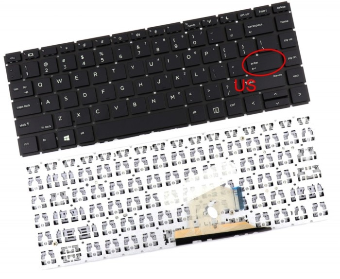 Tastatura HP ProBook 445 G6 layout US fara rama enter mic, ProBook 445 G7 layout US fara rama enter mic