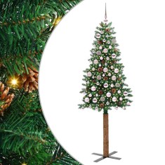 vidaXL Brad de Crăciun subțire Verde 180 cm PVC și lemn de PIN masiv 3394866