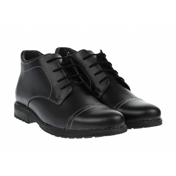 OFERTA MARIMEA 40 - Ghete barbati din piele naturala, imblanite, negre - L2079N