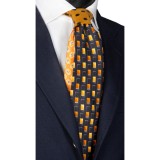 Cravată din mătase cu nod &icirc;n contrast N2177 - model unicat