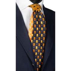 Cravată din mătase cu nod &icirc;n contrast N2177 - model unicat